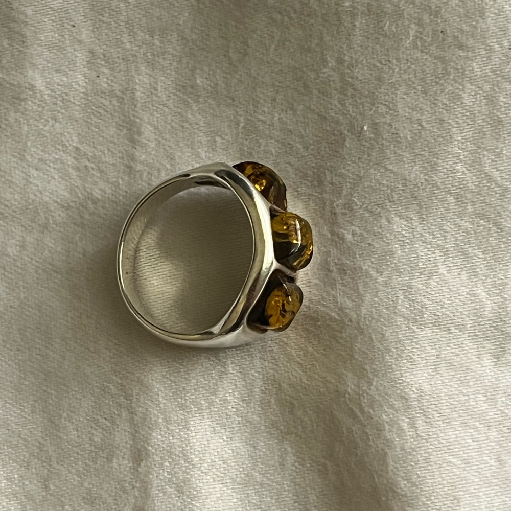Baltic Amber and Sterling Silver Ring